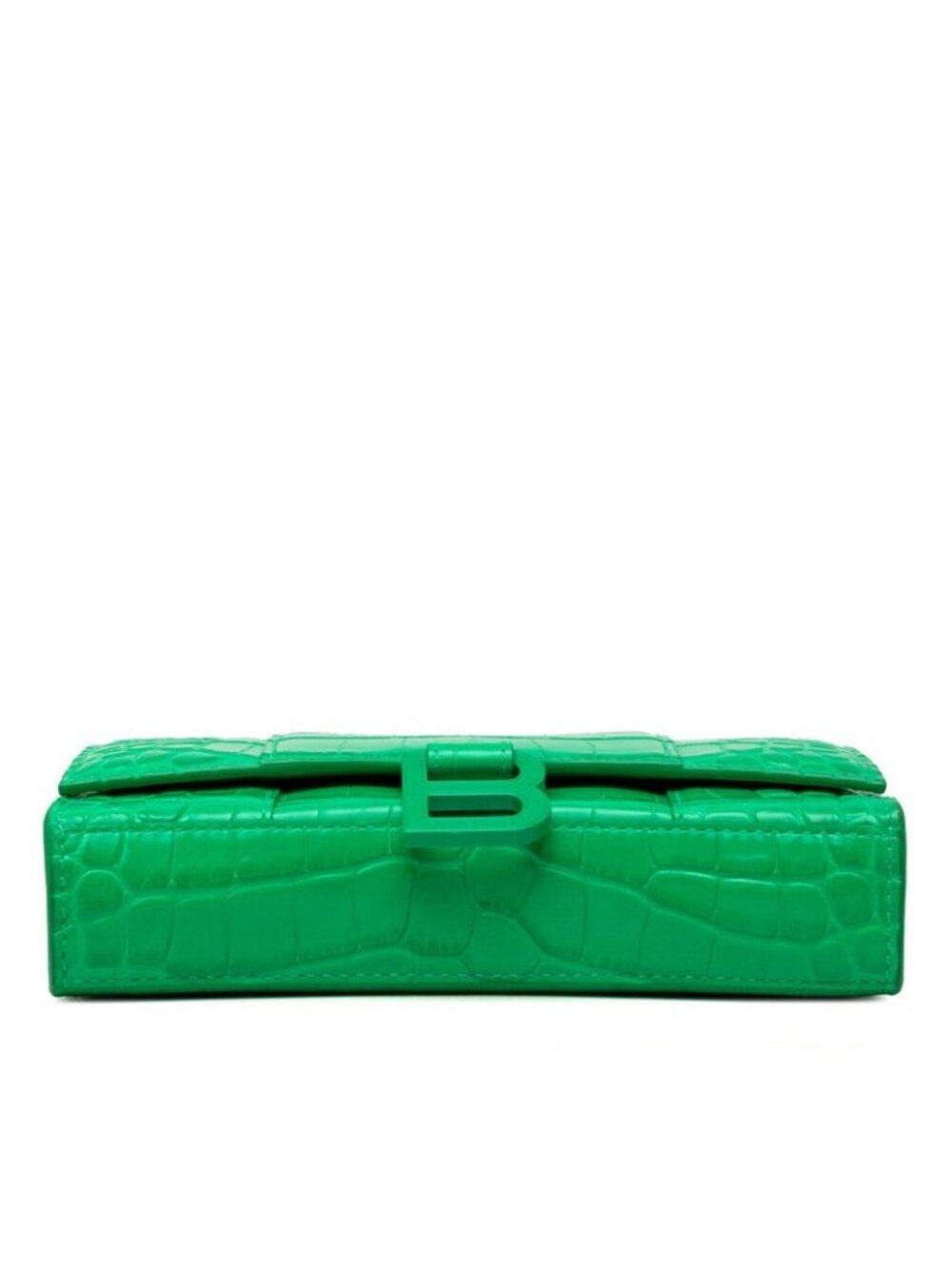Balenciaga Hourglass Croco Embossed Chain Wallet on Shoulder Bag Green Silver - Picture 3 of 7